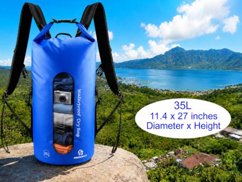 35L Waterproof Dry Bag Backpack (35L / Window / Navy Blue)