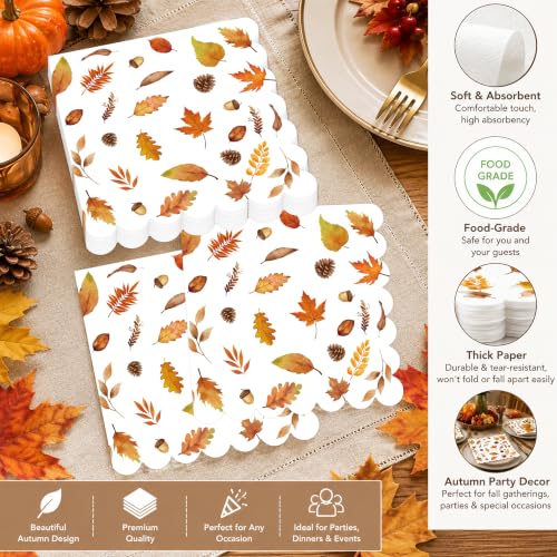 40PCS Fall Paper Plates and Napkins Set (Green)