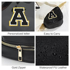 Birthday Gifts Mini Initial Makeup Bag Travel Toiletry Bag (Mini-Black / S)