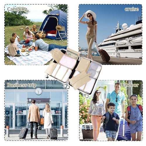 9 set Packing Cubes for Travel (cream 9 set)