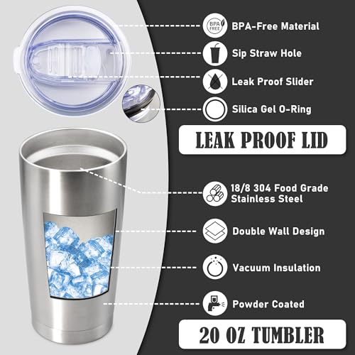 20oz Tumbler Insulated Coffee Tumblers with Lid Stainless Steel SS 12P (Stainless Steel)