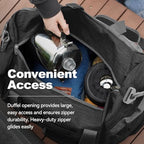 40L Foldable Duffle Bag for Travel Men & Women Carry On 22"x14"x9" Airline Approved (Panther Black / 40L)