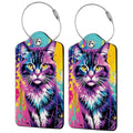 Colorful Cat 2 Pack Luggage Tag for Suitcase (Colorful Cat)