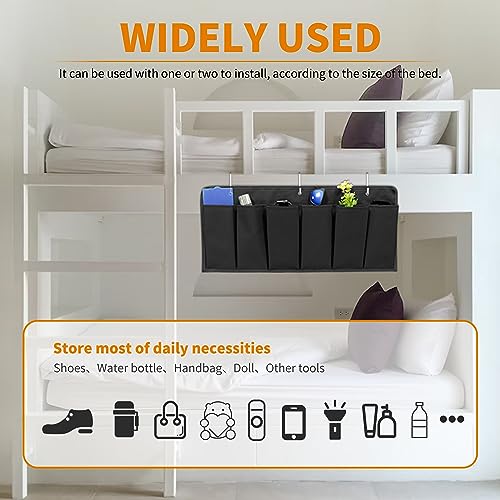 6‑Large‑Pocket RV Bedside Hanging Organizer with Sturdy Hooks (Cloth, 1pcs / Black)