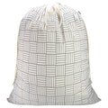 Canvas Laundry Bag with Handles & Drawstring (Geometry Grid,1pc XL / XL 33"W x 35"H┃1 Pack)