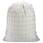 Canvas Laundry Bag with Handles & Drawstring (Geometry Grid,1pc XL / XL 33"W x 35"H┃1 Pack)
