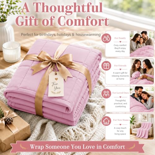 King Size Weighted Blanket for Adults 25lbs (04-pink / 88" x 104" | 25lbs)
