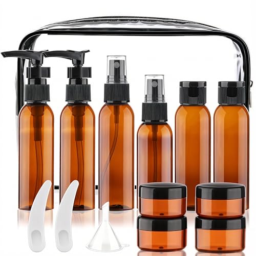 Travel Size Bottles for Toiletries (L-Brown-15pcs)