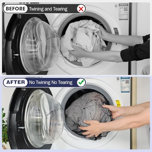 4Pcs Mesh Laundry Bags Washing Machine Mesh Wash Bags Jumbo for Delicates Clothes (Black / Pack 4 pcs)