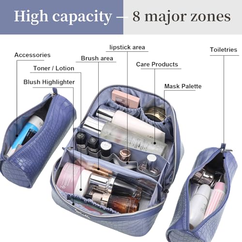 Travel Makeup Bag Cosmetic Bags for Women (E-3-Blue)