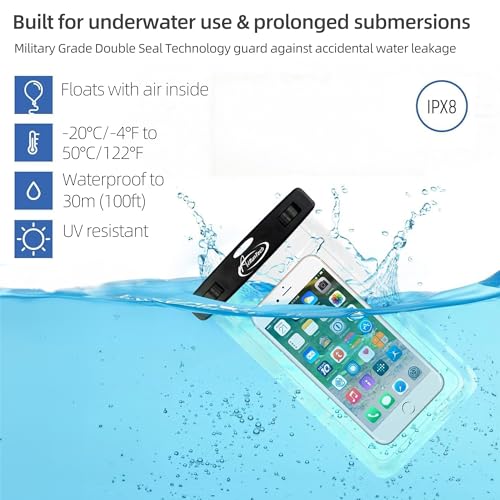 Waterproof Cell Phone Bag (2 * phone cases(black) + 2 * fanny packs(clear) / REGULAR SETS)