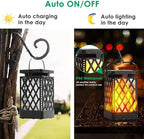 Solar Lanterns Outdoor (Dancing Flame / 2 Pack Black)