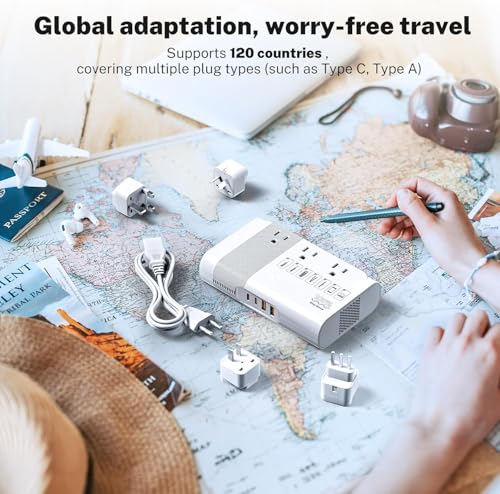 500W 220V to 110V Pure Sine Wave Voltage Converter (White)