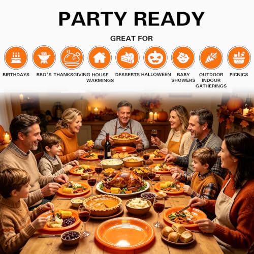 10 inch Orange Plastic Plates (Orange / 100 Pcs)