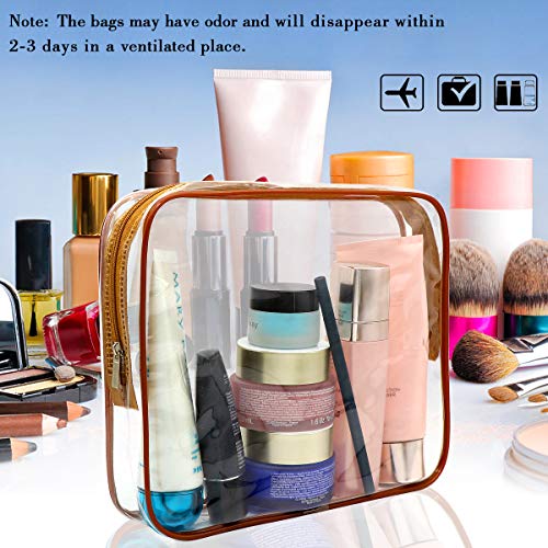 6 Packs Clear Makeup Bags (Coffee-6PCS(Large+Medium+Small))