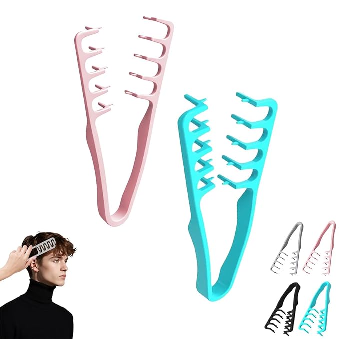 2026 Upgrade Texture Comb — Men's Fluffy Texture Hair Styling Appliances, Volume And Grooming Accessory For Women, Maximum Lift Hair Roots Volume Tool (Pink + Green)