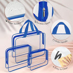 10 PCS Clear Travel Bags for Toiletries (Blue)