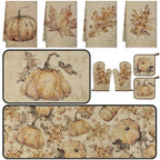 10 Pcs Fall Kitchen Decor Set Autumn Rustic Kitchen Rugs (Sepia / Rustic Fall)