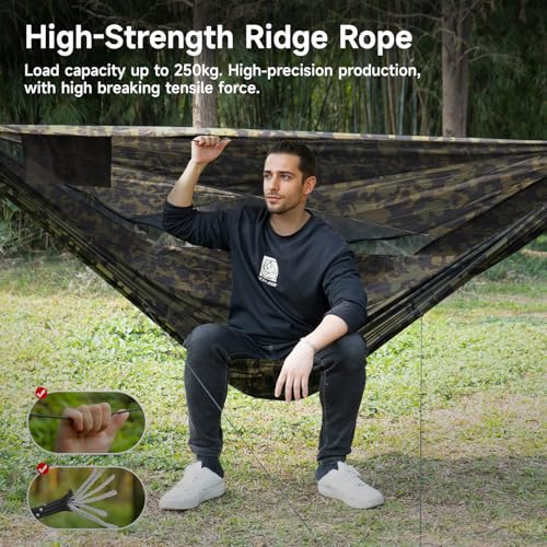 Camping Hammock with Mosquito Net (Top-camouflage)