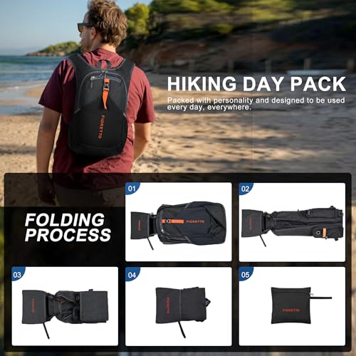 15L Hiking Backpack for Men Women Lightweight Foldable Small Daypack for Travel Camping Outdoor (Black / 15l)