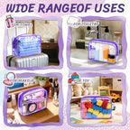 12PCS Clear Makeup Bag Transparent PVC Makeup Bag Waterproof Plastic Zipper Pouches Travel Toiletry Organizer Cosmetic Storage Case for Women Traveling Bathroom (Medium / Purple)