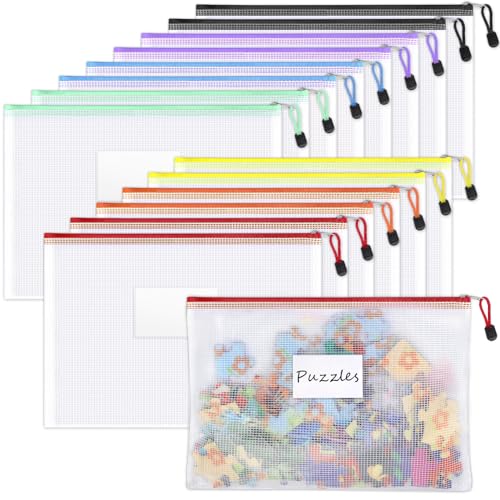 14 Pack Mesh Zipper Pouch Bags (A4/Letter Size / 14 Pack)