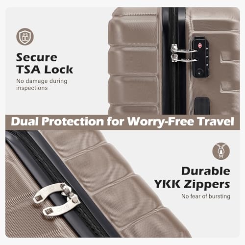 Lightweight Luggage with TSA Lock (3 Piece Set (20in/24in/28in) / Brown)