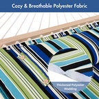 Patio Hammock with Stand 12FT Included for Outside (2 Person With Stand / Green & Blue Stripe)