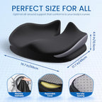 Large Seat Cushion for Office Chair Memory Foam Coccyx Pain Relief Cushion Pillow for Back Support Non (Gray&black)