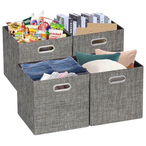 Storage Basket Bins (13×13×13/4pcs / Brown)