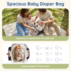 Diaper Bag Backpack Travel Baby Bag with Changing Pad for Mom Dad (1-black-beige / Classic Flap Style)