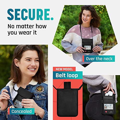 Neck Wallet Travel Pouch For Passport Holder And Documents (Black)