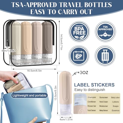 Travel Bottles for Toiletries (CREAM)