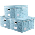 Jumbo Collapsible Storage Cubes with Lids Fabric Decorative Storage Bins Boxes Organizer Baskets with Cover Handles for Bedroom Closet Living Room 23.2x15.7x11.8 Inch 3 Pack (Blue / XX Large(3-Pack))