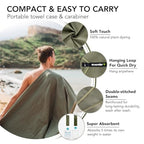 Quick Dry Travel Towel with Case & Carabiner (Army Green / 47.00" x 23.60")