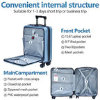 20 Inch Carry On Luggage with Front Pocket (Ice Blue / 20 Inch with Front Pocket)