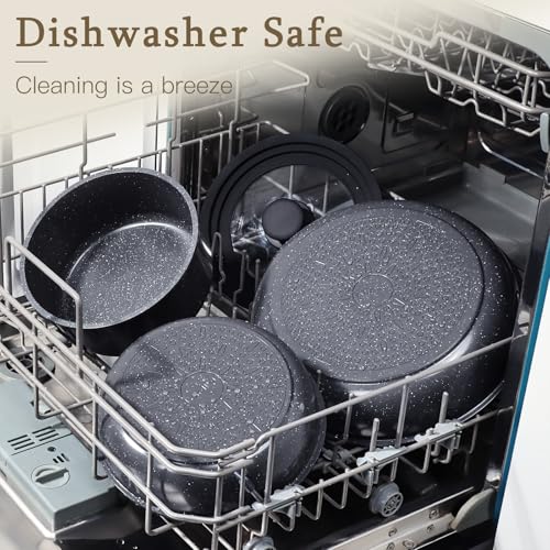 21PCS Pots and Pans Set Nonstick Cookware Set with Detachable Handle (Dark Gray / 21PCS-Standard)