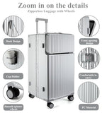 Super Large Aluminum Frame Zipperless Checked Luggage Front Pocket (B2-Silver / 30in)