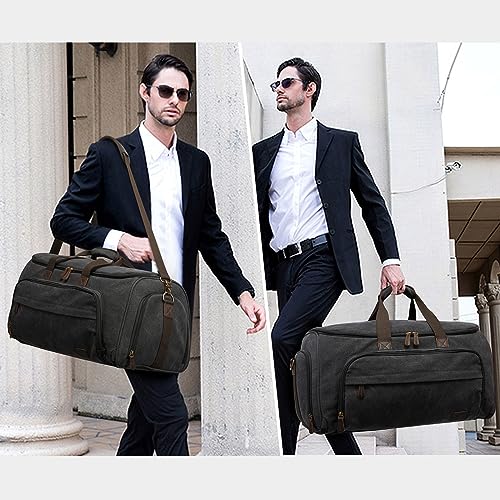 Carry On Garment Bag for Travel Convertible Garment Duffle Bag Suit Bags for Men Women Travel 2 in 1 Hanging Suitcase Business Travel Bag with Toiletry Bag (50l / Black)