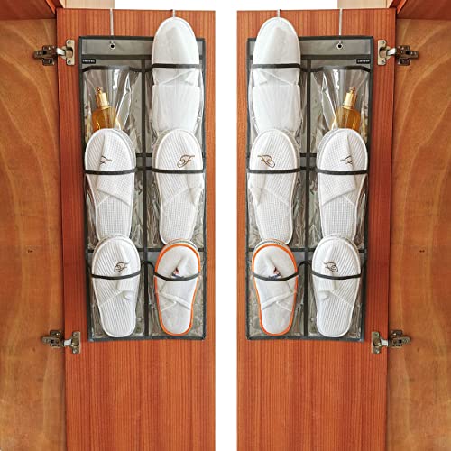 2 Packs Over The Door Hanging Closet Shoes Holder Organizer Shoe Storage Shoe Rack with 6 Pockets