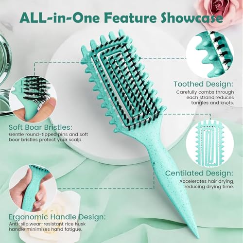 Curl Defining Brush with Side Gear for Curly Hair (Green)