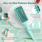 Curl Defining Brush with Side Gear for Curly Hair (Green)