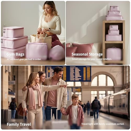 Travel Packing Cubes for Women 5 Set Mauve Pink (Mauve Pink / 5PCS)
