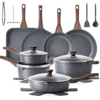 23 PCS Non Stick Pots and Pans Set (Gray 01 / Large)