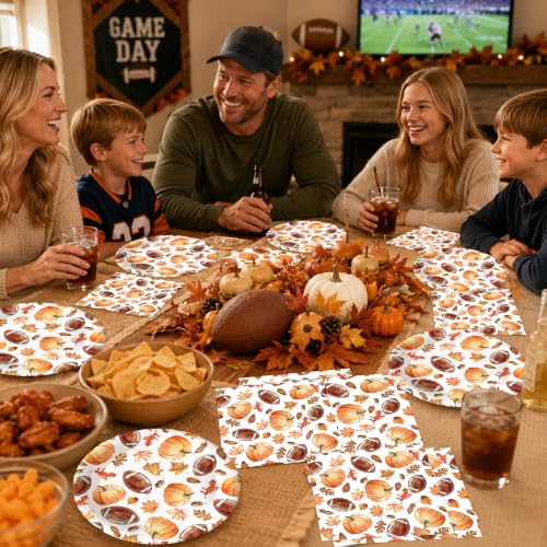 50Pcs Fall Football Paper Plates and Napkins (Fall Football)