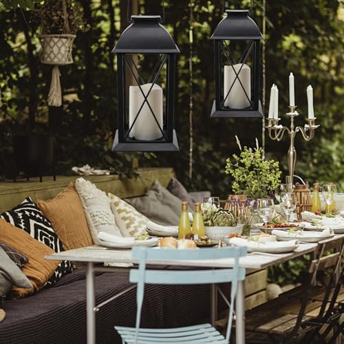 Solar Lanterns Outdoor Waterproof 2 Pack 12 Inch Solar Light with Candles (Classic Solar)