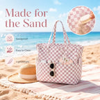 Beach Bags for Women (Purple White)