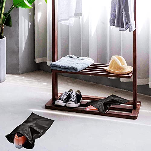 10 Pack Shoe Bags for Travel Satin Fabric Shoe Bag with Drawstring for Men Women Travel Protecting Storing Shoes (Black)