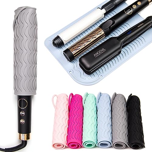 Large Heat Resistant Silicone Mat for Curling Iron (Blue)