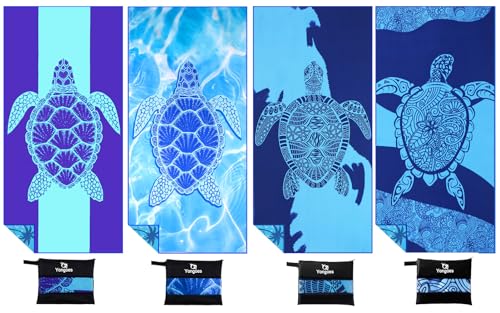 4 Pack Microfiber Beach Towel Oversized 71x32 Blue Turtle Bulk (4 Pack Different Turtles / X-Large (32x71 inches))